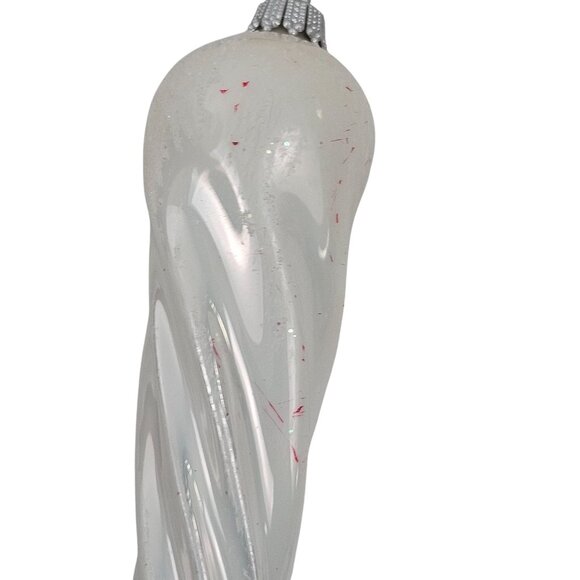 Christmas by Krebs Elegant Glass Icicle Ornaments White Blue Set of 6 Holiday - Picture 11 of 11